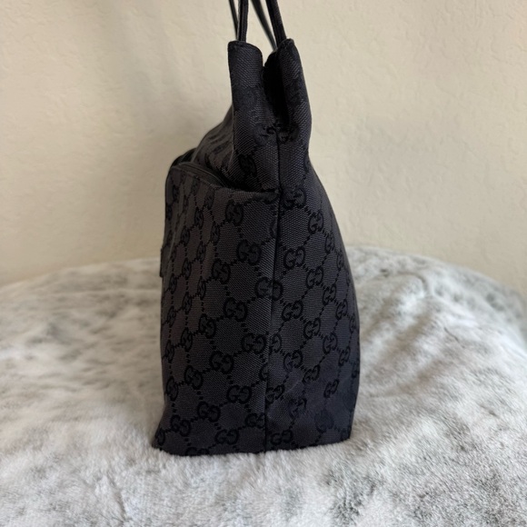 Gucci Gg Canvas / Denim Double Pocket Tote- Black  P0070 - Picture 3 of 14
